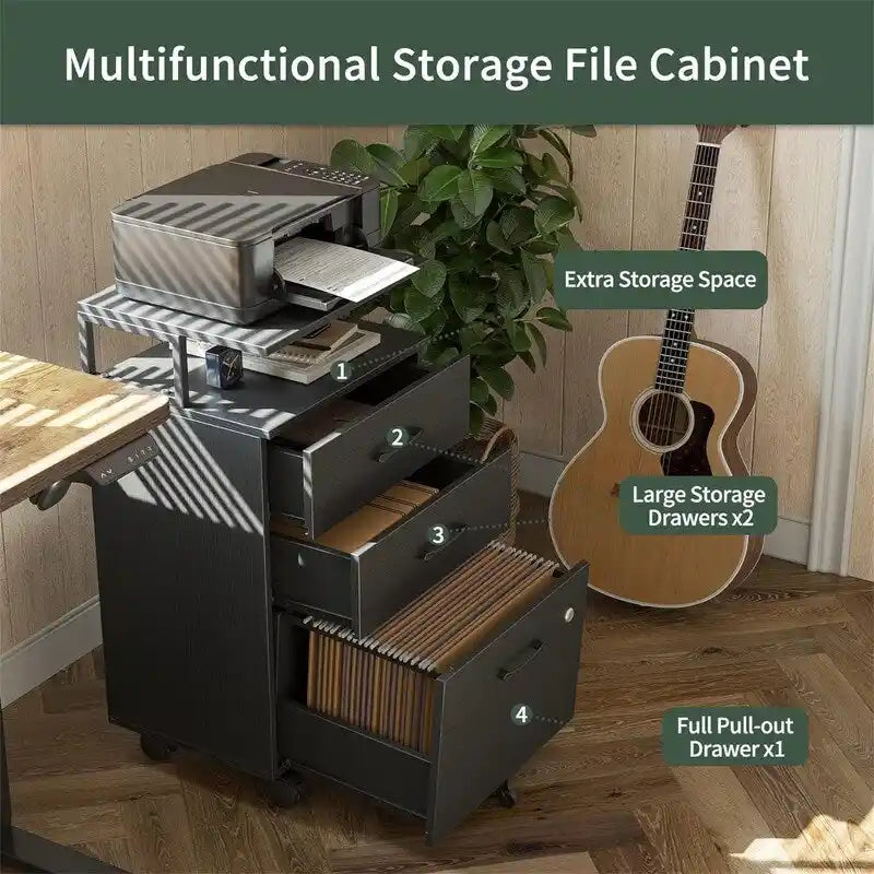 3-Drawer Rolling Filing Cabinet - 6.3 D x 30.12 W x 21.65 H