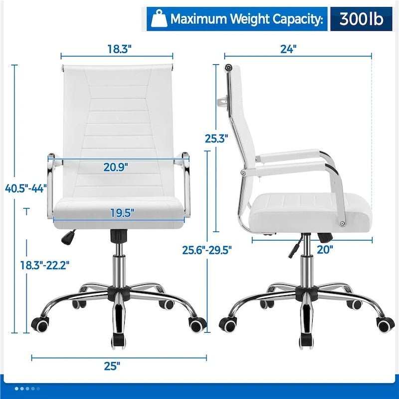 Yaheetech Modern Faux Leather Office Desk Chair with Metal Base - N/A