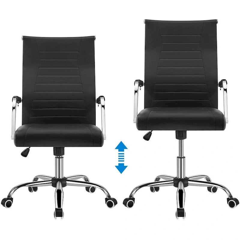 Yaheetech Modern Faux Leather Office Desk Chair with Metal Base - N/A