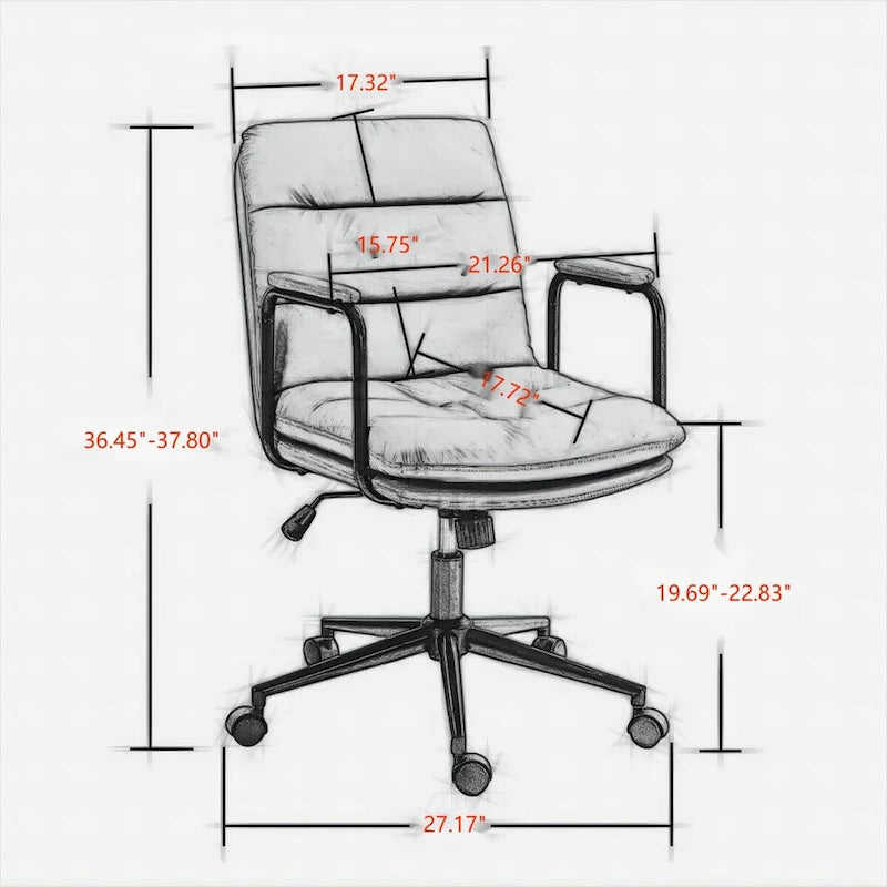 GEITIN Home Office Desk Task Swivel Chair with Padded Armrest