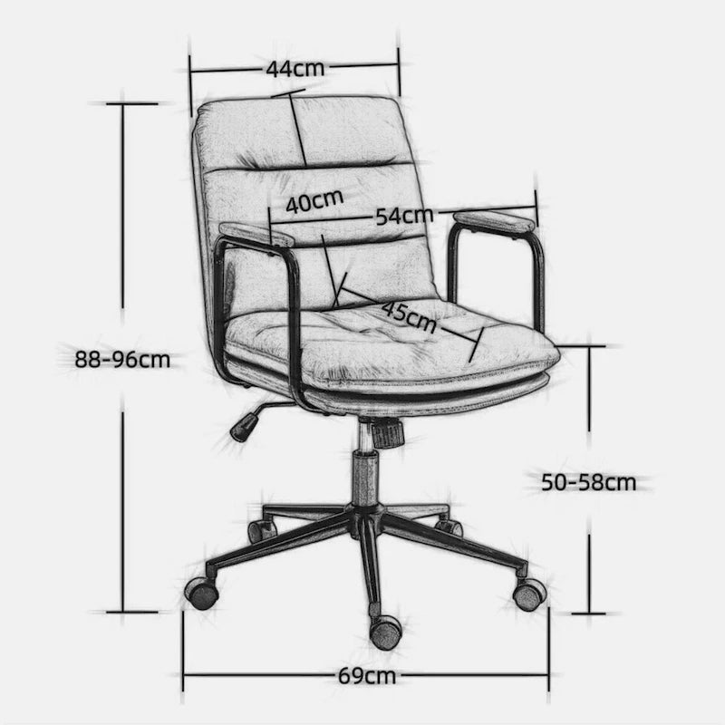 Office Chair,Mid Back Home Office Desk Task Chair with Wheels and Arms Ergonomic PU Leather Computer Rolling Swivel Chair