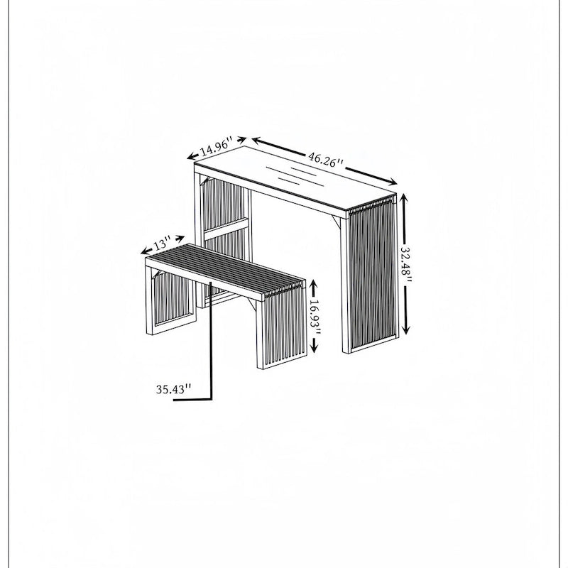 3PCS Dining Bench and Table