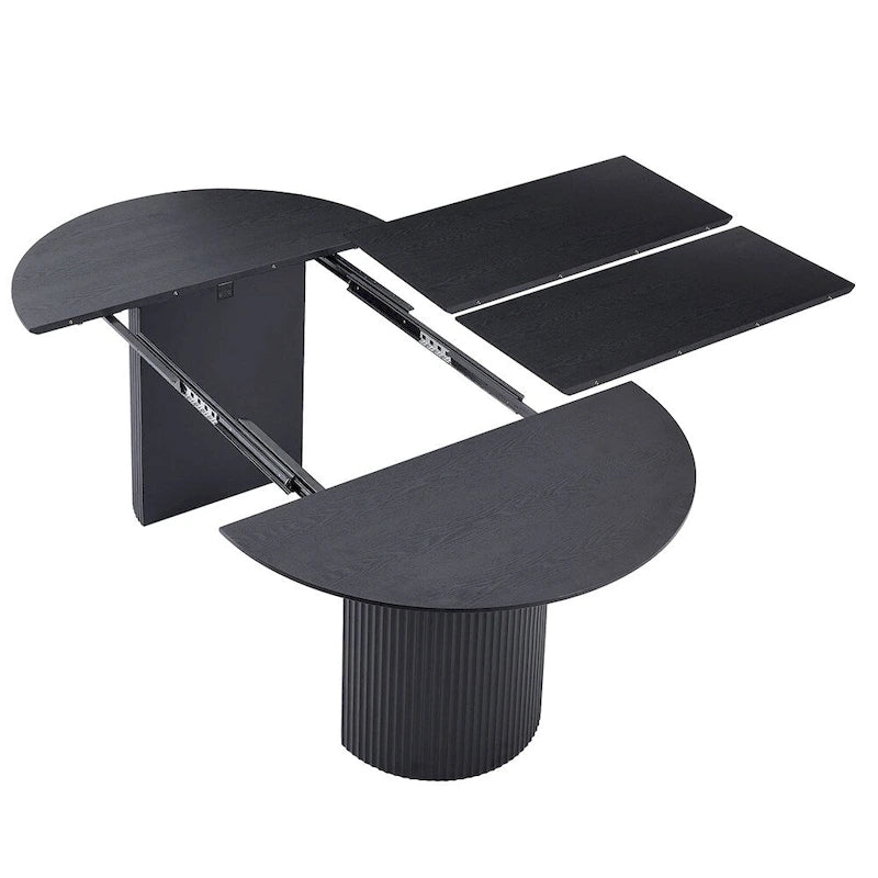 Solid Top Kitchen Oval Expandable Dining Table - N/A