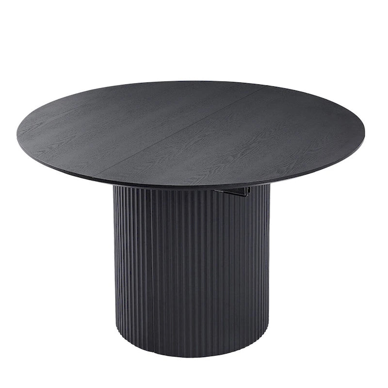 Solid Top Kitchen Oval Expandable Dining Table - N/A