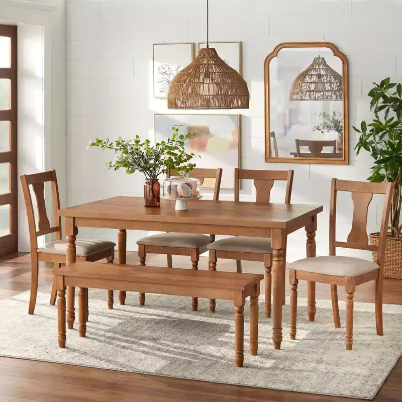 Buylateral Set of 2 Burntwood Dining Chairs with Padded Chair Seats