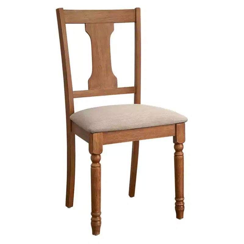 Buylateral Set of 2 Burntwood Dining Chairs with Padded Chair Seats