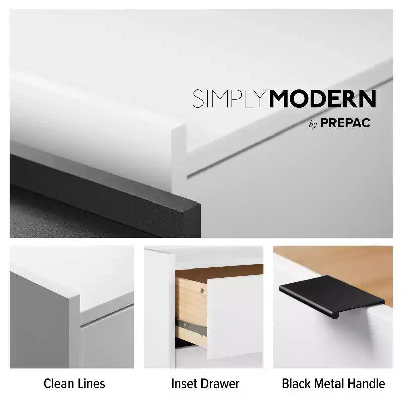 Table de chevet Prepac Simply Modern 2 tiroirs de 23,75 po de largeur