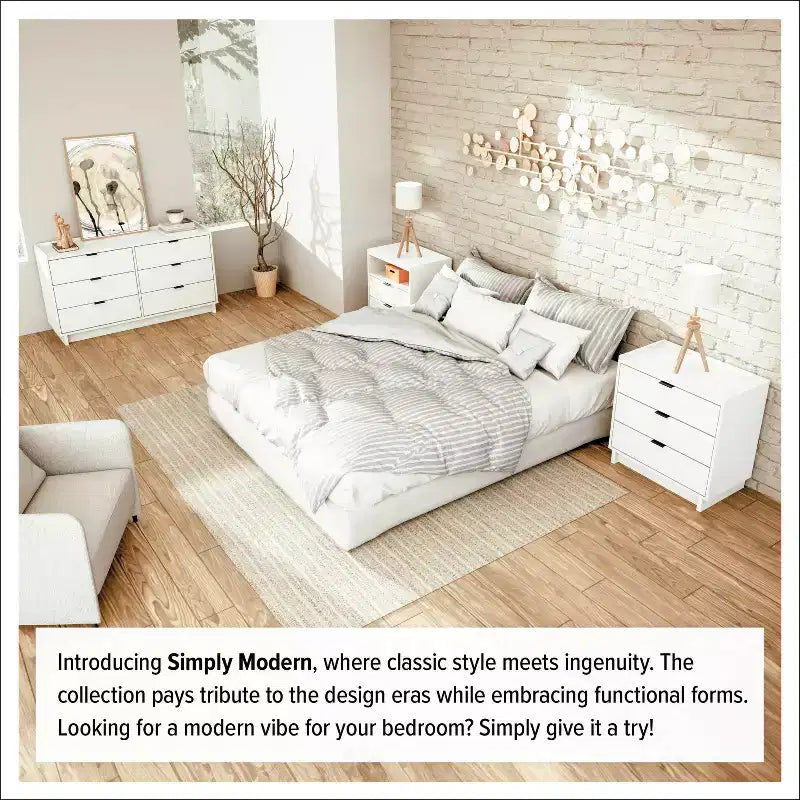 Table de chevet Prepac Simply Modern 2 tiroirs de 23,75 po de largeur