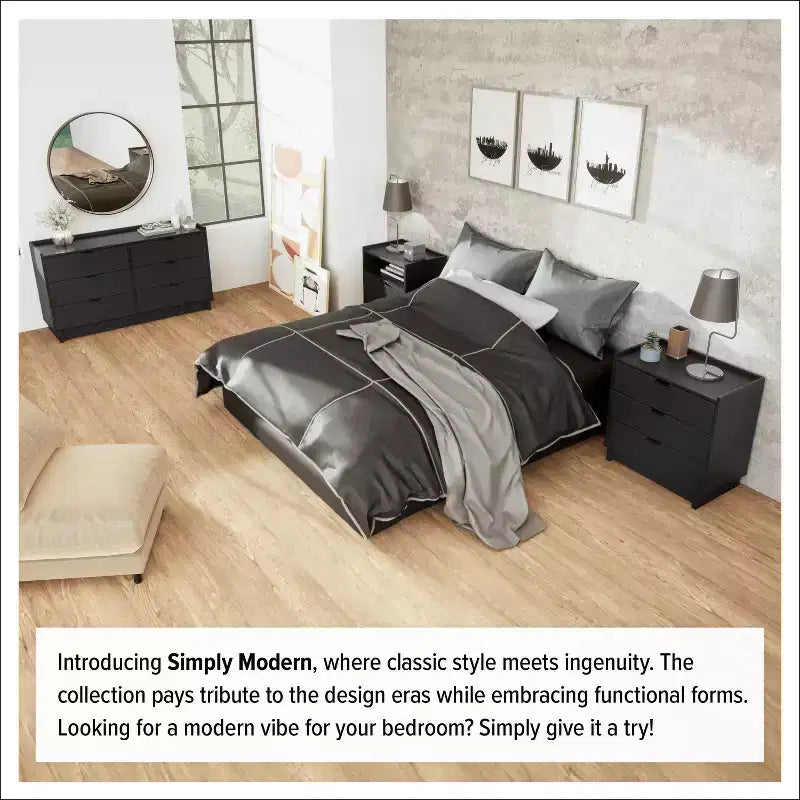 Table de chevet Prepac Simply Modern 2 tiroirs de 23,75 po de largeur