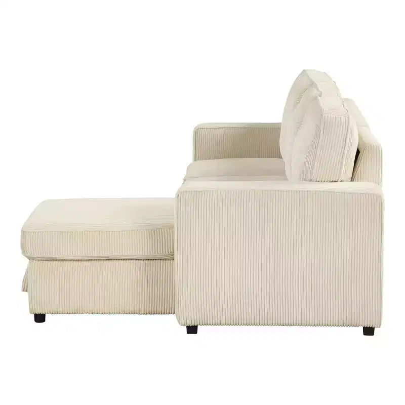 HOMES: Inside + Out Paeke Sleeper Sectional Sofa Corduroy with Storage Chaise and Reversible