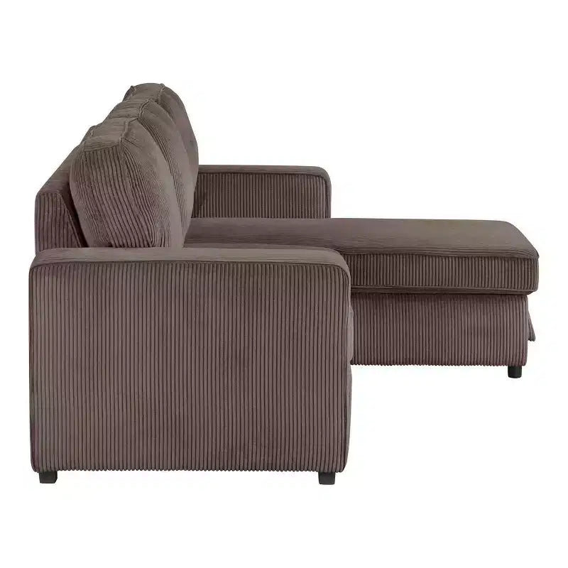 HOMES: Inside + Out Paeke Sleeper Sectional Sofa Corduroy with Storage Chaise and Reversible