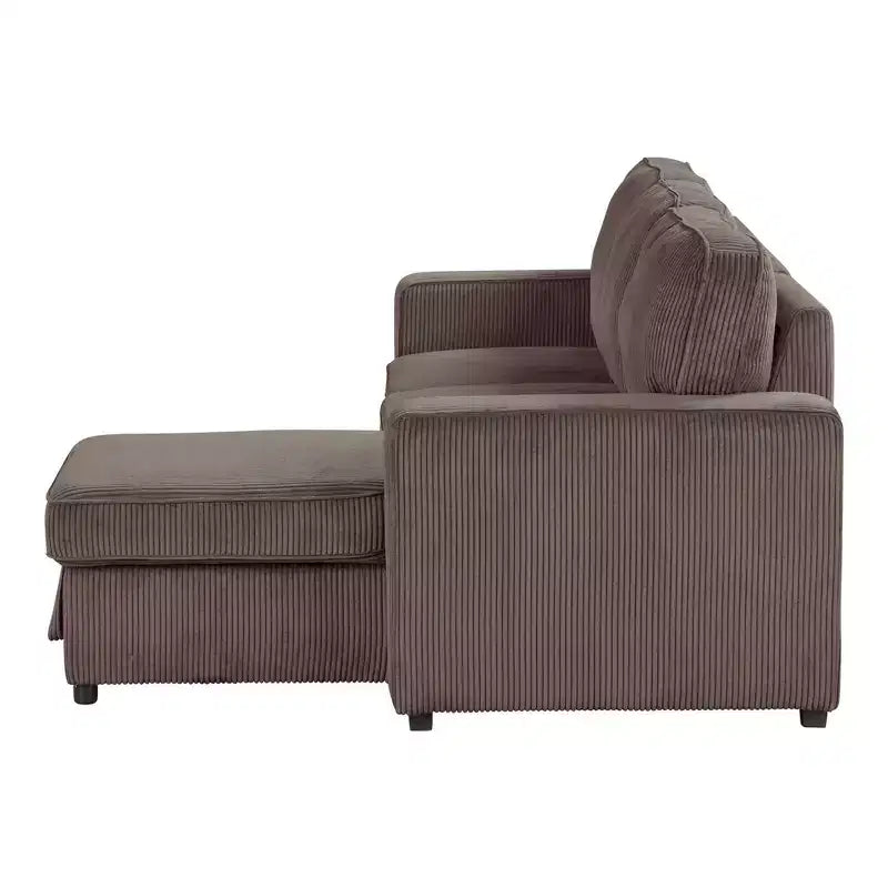 HOMES: Inside + Out Paeke Sleeper Sectional Sofa Corduroy with Storage Chaise and Reversible