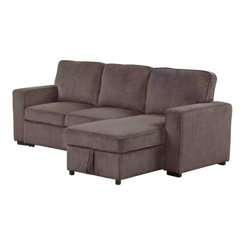 HOMES: Inside + Out Paeke Sleeper Sectional Sofa Corduroy with Storage Chaise and Reversible