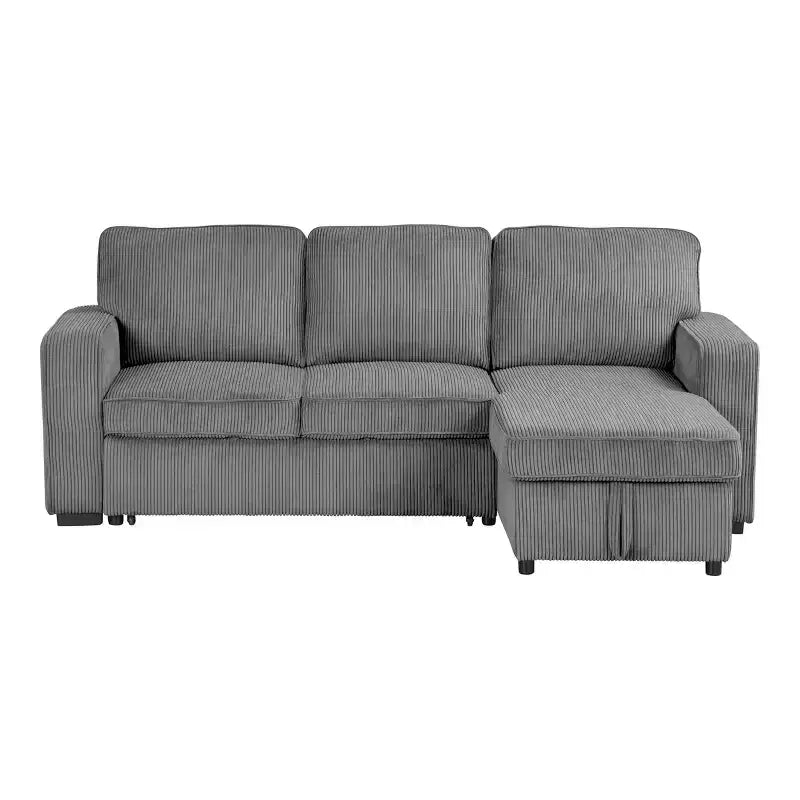 HOMES: Inside + Out Paeke Sleeper Sectional Sofa Corduroy with Storage Chaise and Reversible