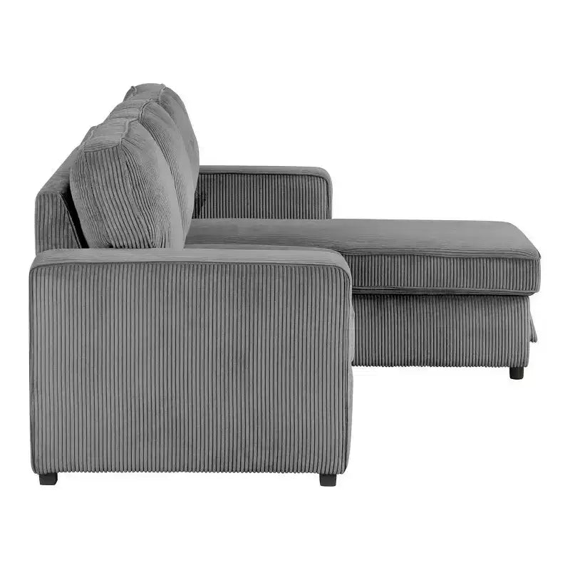HOMES: Inside + Out Paeke Sleeper Sectional Sofa Corduroy with Storage Chaise and Reversible