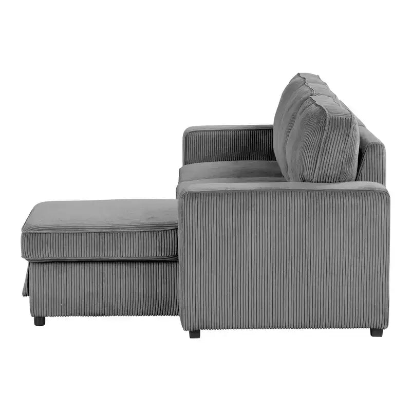 HOMES: Inside + Out Paeke Sleeper Sectional Sofa Corduroy with Storage Chaise and Reversible