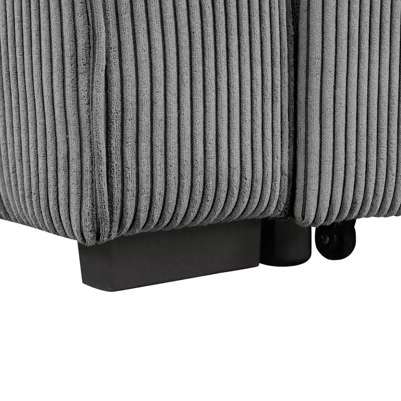 HOMES: Inside + Out Paeke Sleeper Sectional Sofa Corduroy with Storage Chaise and Reversible