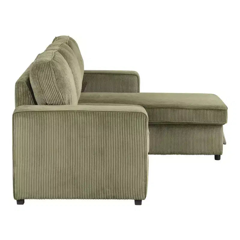 HOMES: Inside + Out Paeke Sleeper Sectional Sofa Corduroy with Storage Chaise and Reversible