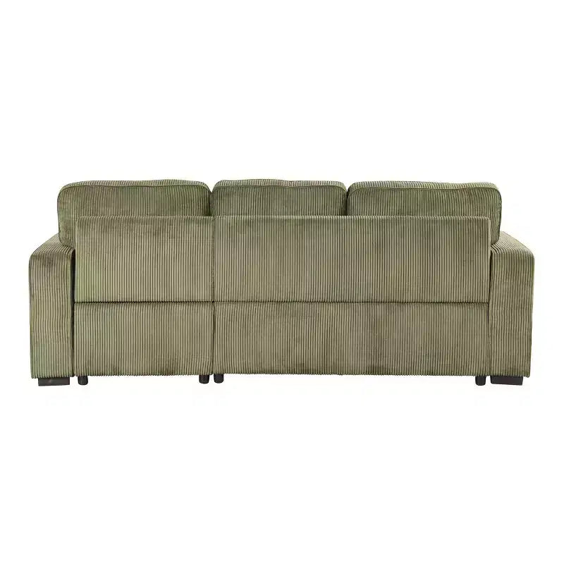 HOMES: Inside + Out Paeke Sleeper Sectional Sofa Corduroy with Storage Chaise and Reversible