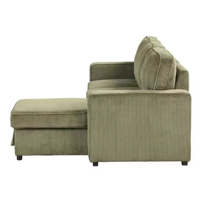 HOMES: Inside + Out Paeke Sleeper Sectional Sofa Corduroy with Storage Chaise and Reversible