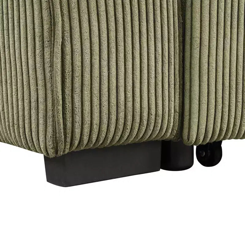 HOMES: Inside + Out Paeke Sleeper Sectional Sofa Corduroy with Storage Chaise and Reversible