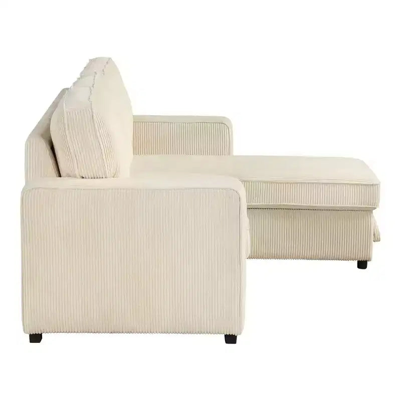 HOMES: Inside + Out Paeke Sleeper Sectional Sofa Corduroy with Storage Chaise and Reversible
