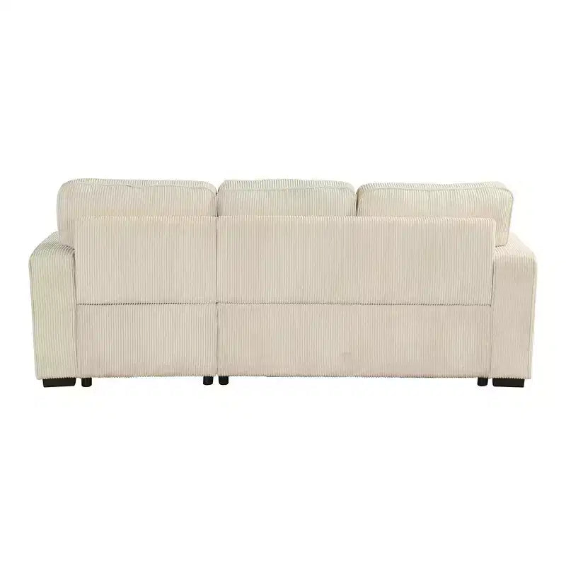 HOMES: Inside + Out Paeke Sleeper Sectional Sofa Corduroy with Storage Chaise and Reversible