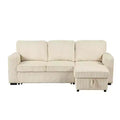 HOMES: Inside + Out Paeke Sleeper Sectional Sofa Corduroy with Storage Chaise and Reversible