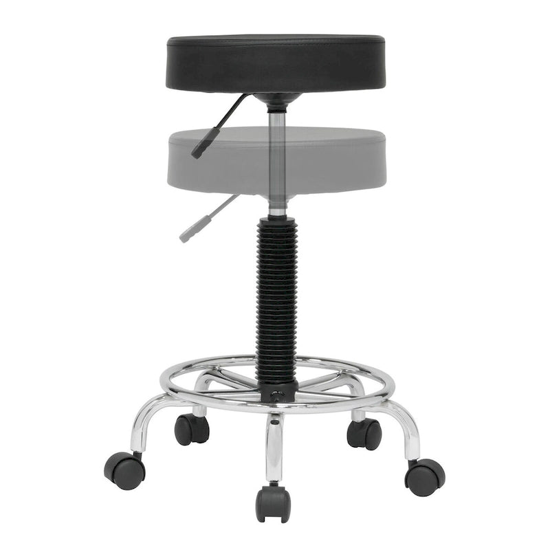Calico Designs Padded, Rolling, Height Adjustable Stool with Footring