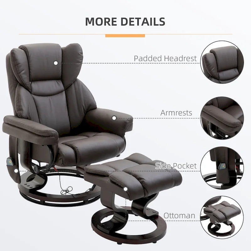 HOMCOM Massage Recliner Chair with Ottoman Footrest
