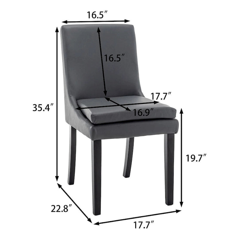 Modern Armless Padded Dining Chairs, Set of 2, with Solid Wood Legs, Suitable for Kitchen, Dining Room
