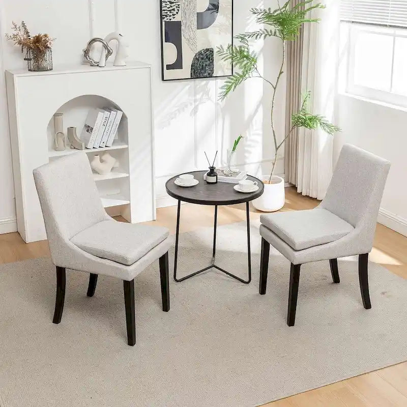Modern Armless Padded Dining Chairs, Set of 2, with Solid Wood Legs, Suitable for Kitchen, Dining Room