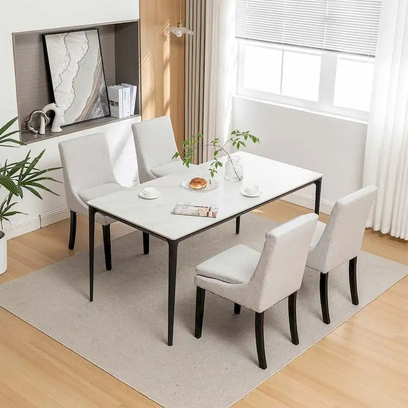 Modern Armless Padded Dining Chairs, Set of 2, with Solid Wood Legs, Suitable for Kitchen, Dining Room