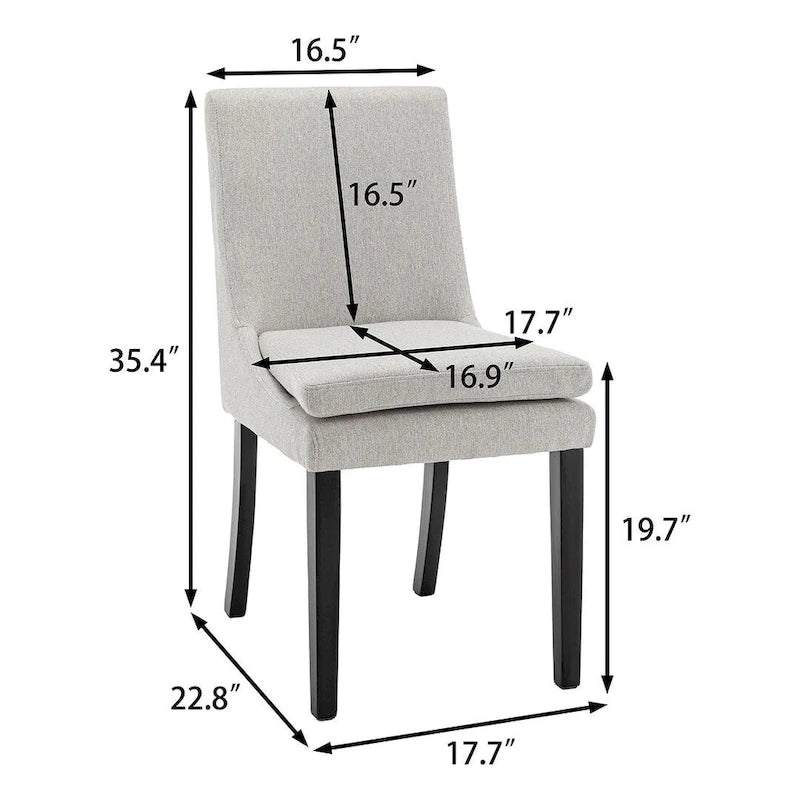 Modern Armless Padded Dining Chairs, Set of 2, with Solid Wood Legs, Suitable for Kitchen, Dining Room