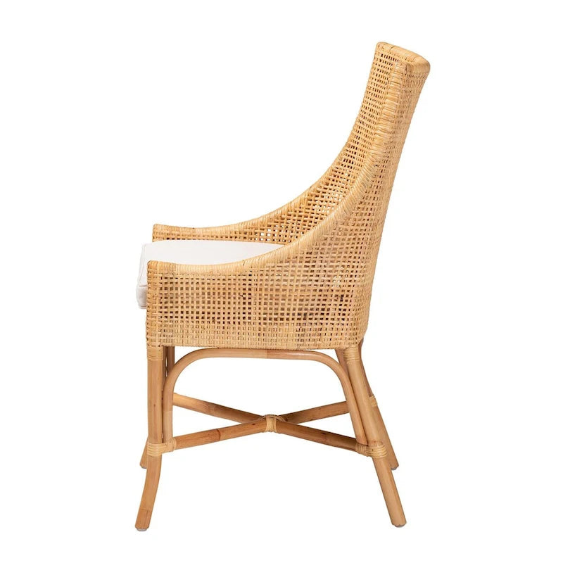 Bella Modern Bohemian Natural Brown Rattan Dining Chair