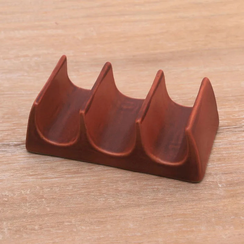 Novica Handmade Bali Waves Ceramic Taco Holder