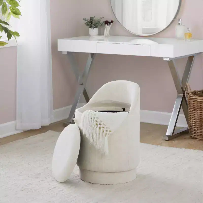 LumiSource Marla Upholstered Vanity Stool Fabric