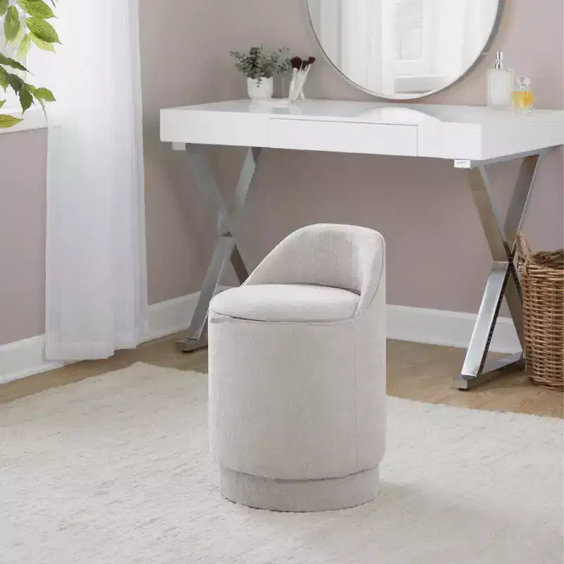 LumiSource Marla Upholstered Vanity Stool Fabric