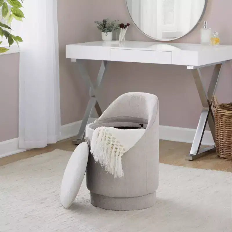 LumiSource Marla Upholstered Vanity Stool Fabric