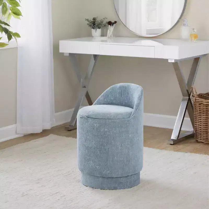 LumiSource Marla Upholstered Vanity Stool Fabric