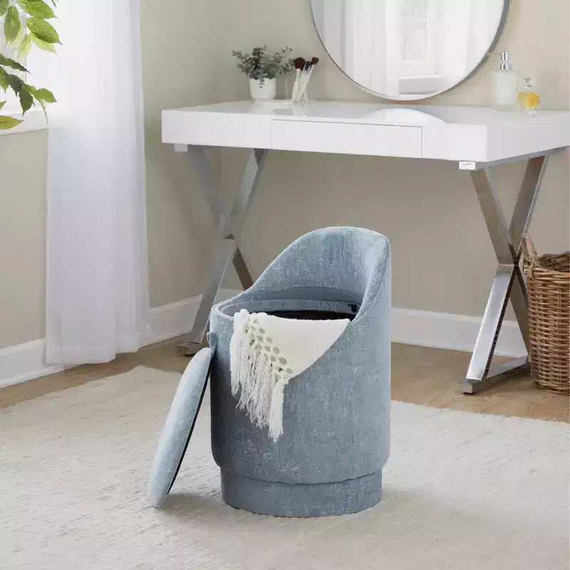 LumiSource Marla Upholstered Vanity Stool Fabric