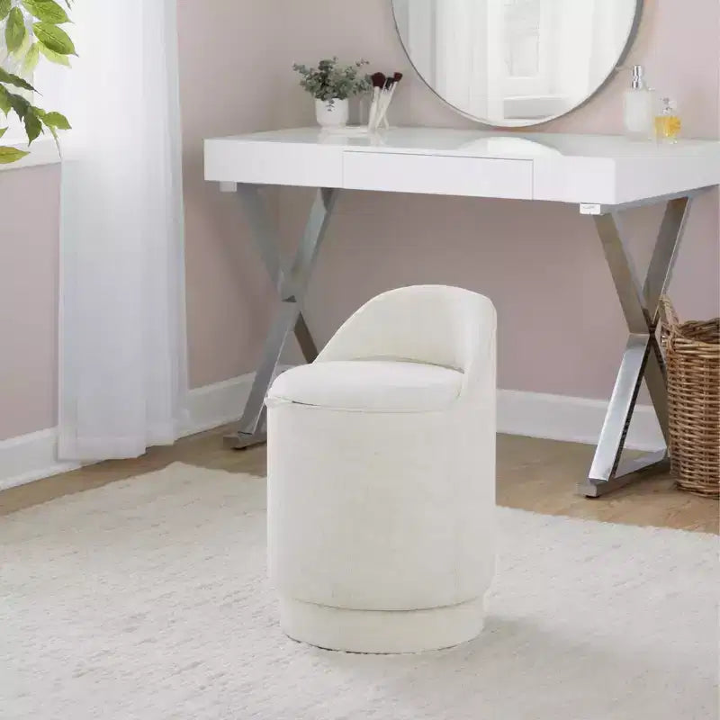 LumiSource Marla Upholstered Vanity Stool Fabric
