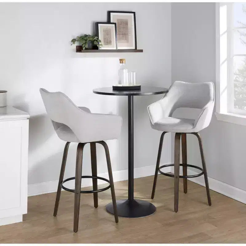 LumiSource Set of 2 Mustang Barstools Dark Fabric/Black Metal