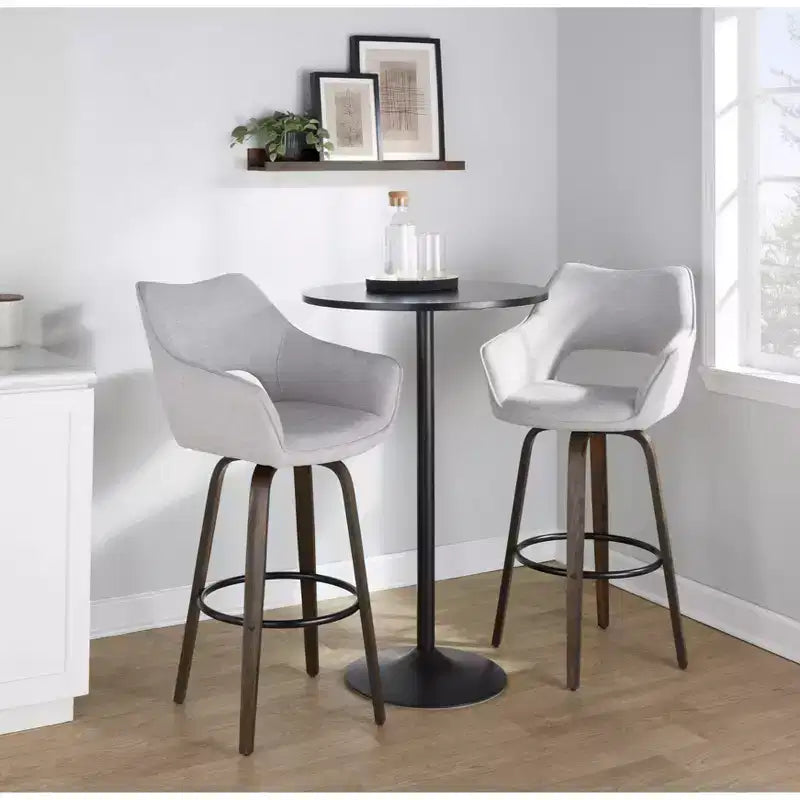 LumiSource Set of 2 Mustang Barstools Dark Fabric/Black Metal