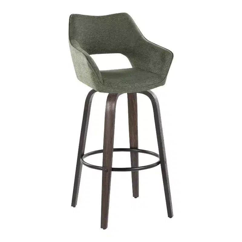 LumiSource Set of 2 Mustang Barstools Dark Fabric/Black Metal