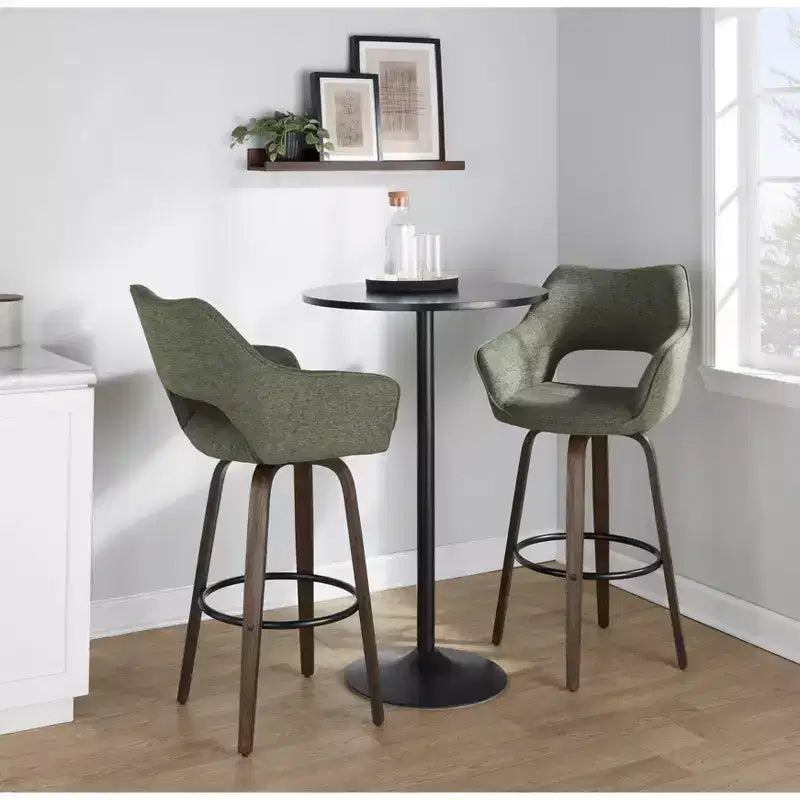 LumiSource Set of 2 Mustang Barstools Dark Fabric/Black Metal
