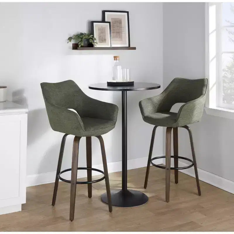 LumiSource Set of 2 Mustang Barstools Dark Fabric/Black Metal