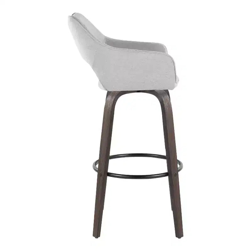 LumiSource Set of 2 Mustang Barstools Dark Fabric/Black Metal
