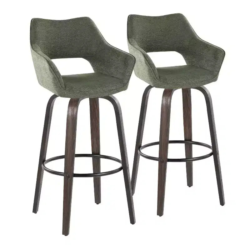 LumiSource Set of 2 Mustang Barstools Dark Fabric/Black Metal