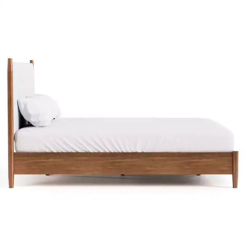 HOMES: Inside + Out 3pc Riverstone Mid-Century Modern Boucle Bedroom Set with 2 Nightstands Walnut